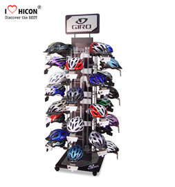 中国 買物客のフロア・ディスプレイの立場のヘルメットの陳列だなの注文のオートバイのヘルメットの立場の金属を引き付けて下さい サプライヤー