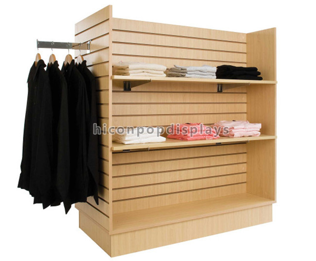 洋品店の家具方法衣服の掛かる木製の支えがないSlatwallの4つの表示