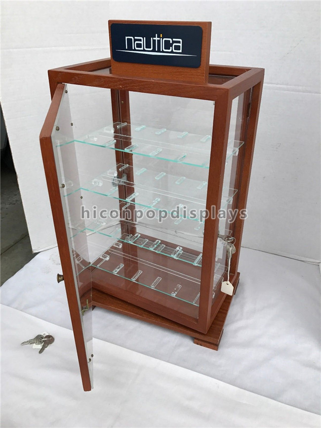注文の木製のガラス回転の棚の表示ロックできる腕時計の陳列ケース4の棚
