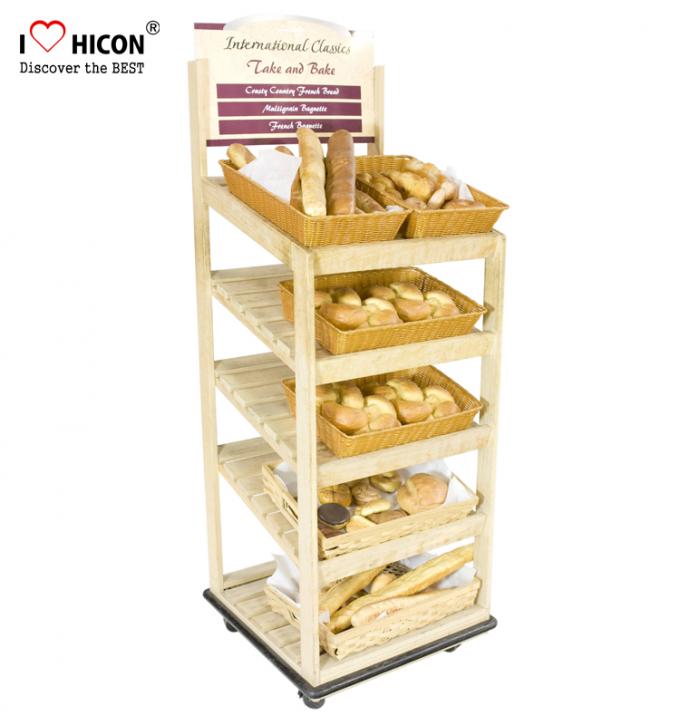パン屋の店/食料品店のための木のパンの陳列台を立てる小売りの床