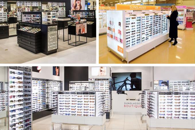 8組の木製の接眼レンズの陳列ケースの携帯用ロックできるEyewearの店の貯蔵の場合